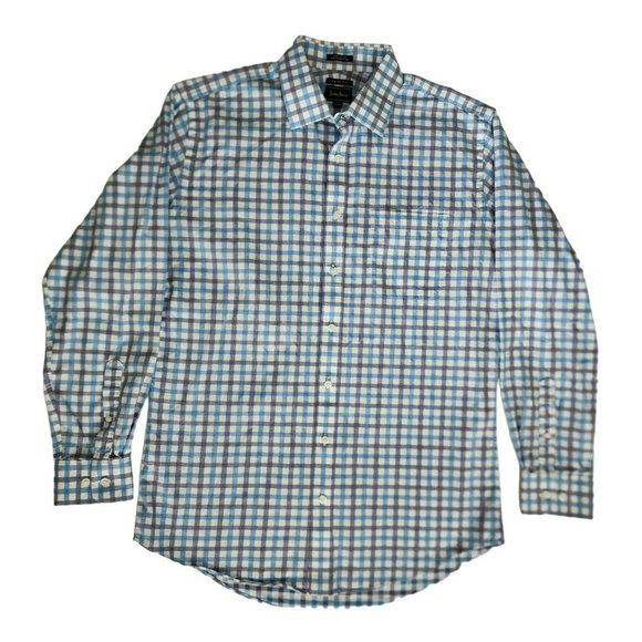 Neiman Marcus Other - Neiman Marcus Men's Blue Plaid Trim Fit Long Sleeve Shirt Size 16½